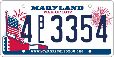 MD license plate 4BL3354