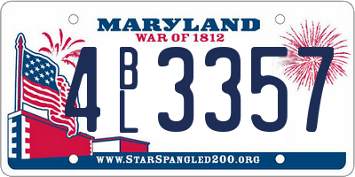 MD license plate 4BL3357