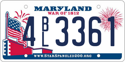 MD license plate 4BL3361