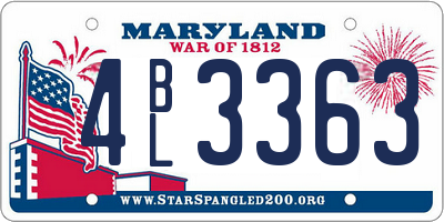 MD license plate 4BL3363