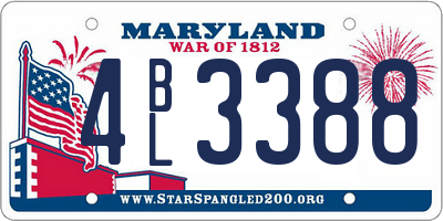 MD license plate 4BL3388