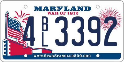 MD license plate 4BL3392
