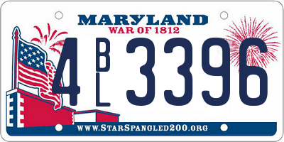 MD license plate 4BL3396