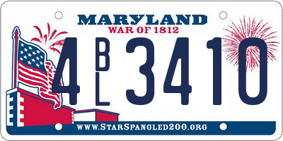 MD license plate 4BL3410