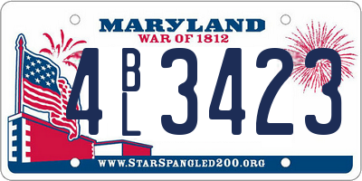 MD license plate 4BL3423