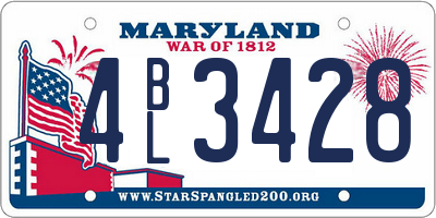 MD license plate 4BL3428