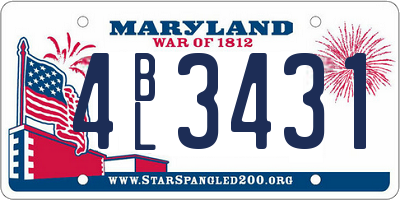 MD license plate 4BL3431