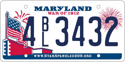 MD license plate 4BL3432