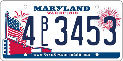 MD license plate 4BL3453