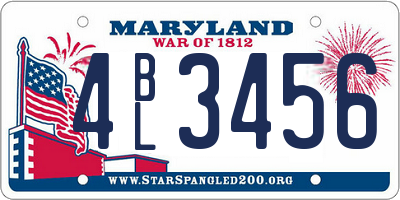 MD license plate 4BL3456