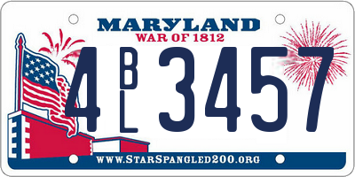 MD license plate 4BL3457