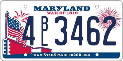 MD license plate 4BL3462