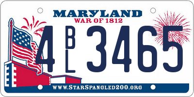MD license plate 4BL3465