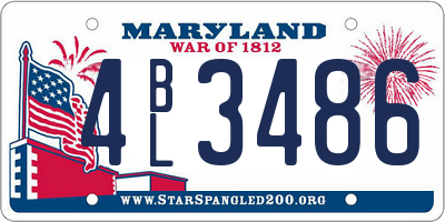 MD license plate 4BL3486