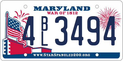MD license plate 4BL3494