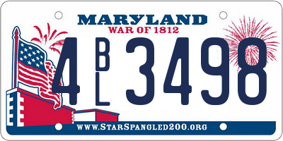 MD license plate 4BL3498