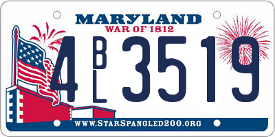 MD license plate 4BL3519