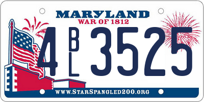 MD license plate 4BL3525