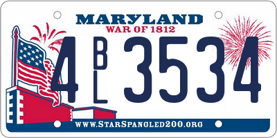 MD license plate 4BL3534