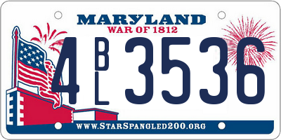 MD license plate 4BL3536