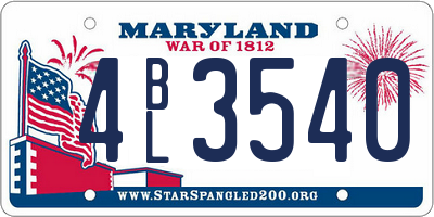 MD license plate 4BL3540