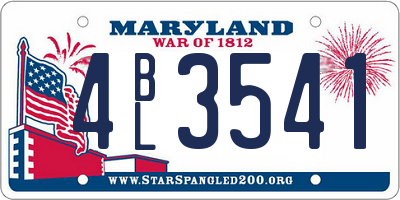 MD license plate 4BL3541