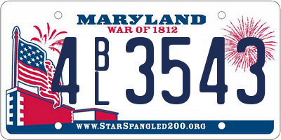 MD license plate 4BL3543