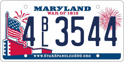 MD license plate 4BL3544