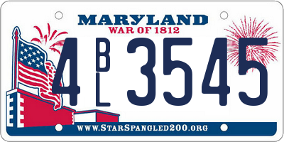 MD license plate 4BL3545