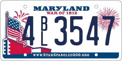 MD license plate 4BL3547