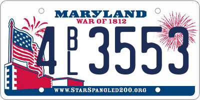 MD license plate 4BL3553