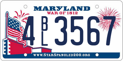 MD license plate 4BL3567