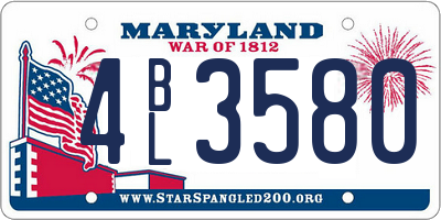 MD license plate 4BL3580