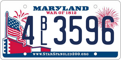 MD license plate 4BL3596