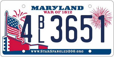 MD license plate 4BL3651