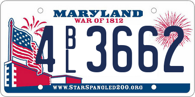 MD license plate 4BL3662