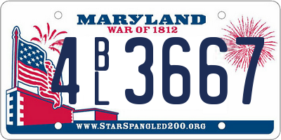 MD license plate 4BL3667