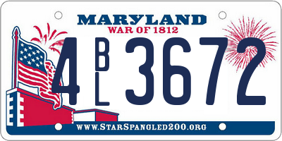 MD license plate 4BL3672