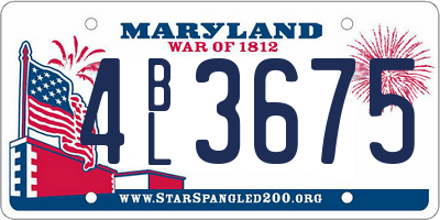 MD license plate 4BL3675