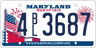 MD license plate 4BL3687