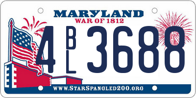 MD license plate 4BL3688