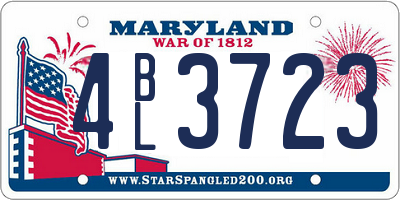 MD license plate 4BL3723