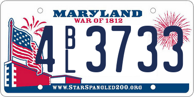 MD license plate 4BL3733