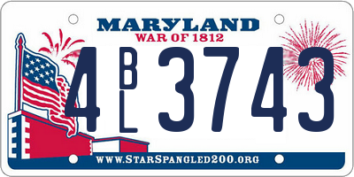 MD license plate 4BL3743