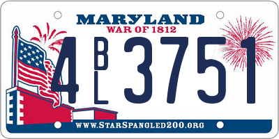 MD license plate 4BL3751