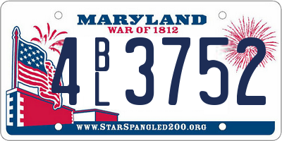 MD license plate 4BL3752