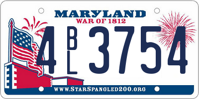MD license plate 4BL3754