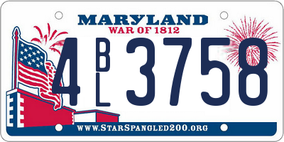 MD license plate 4BL3758