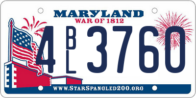 MD license plate 4BL3760