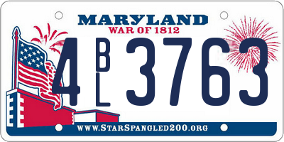 MD license plate 4BL3763